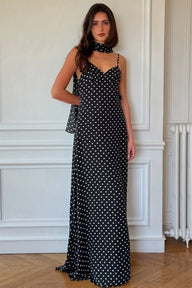 Abito lungo Lauren a pois senza schiena