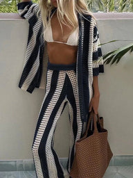 Completo coordinato Layla in crochet a righe
