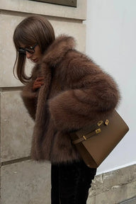 Cappotto corto in ecopelliccia Lilibeth