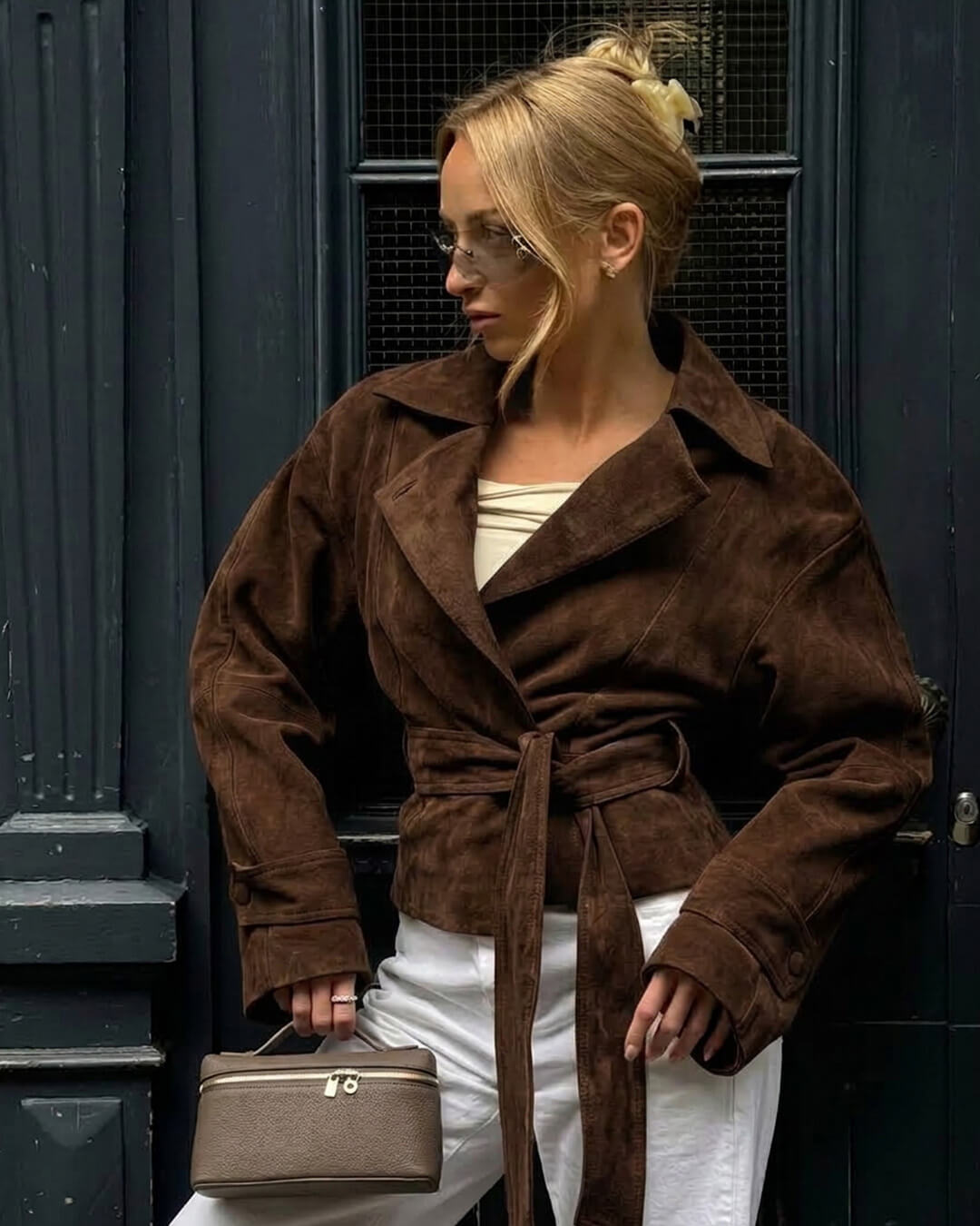 ZEYA - Lisa Faux Suede Belted Wrap Jacket