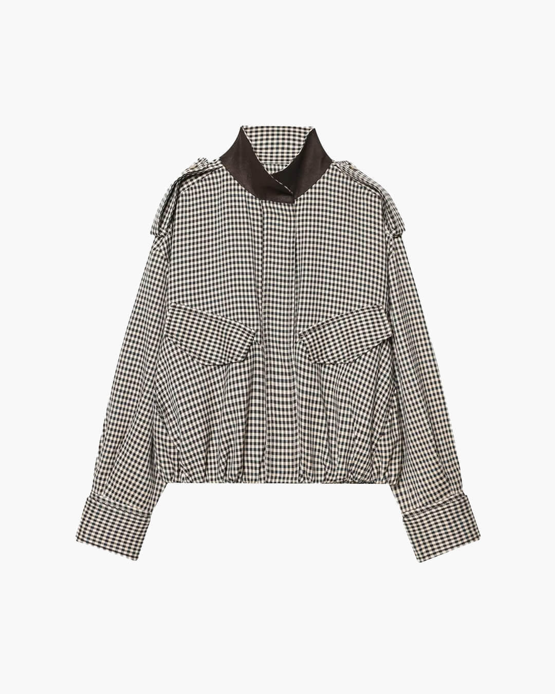 ZEYA - Lisa High Neck Checked Bomber Jacket