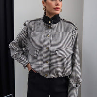 Giacca bomber a quadri Lisa con collo alto
