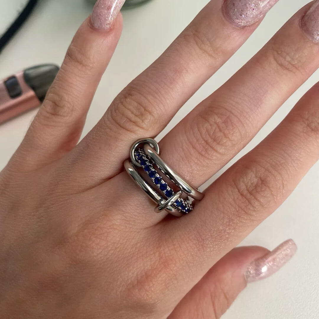 ZEYA - Livia Blue Gemstone Stacked Ring