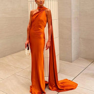Abito Loredana Halter in raso di seta maxi