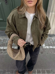 Giacca Bomber in Pelle Scamosciata Lori