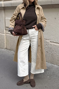 Cappotto trench Lucy con dettaglio a quadri