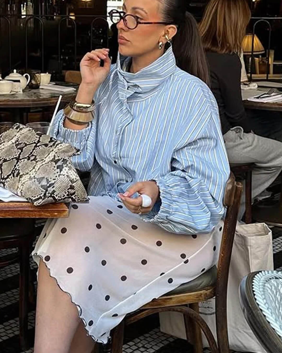 ZEYA - Lucy Striped High Neck Shirt