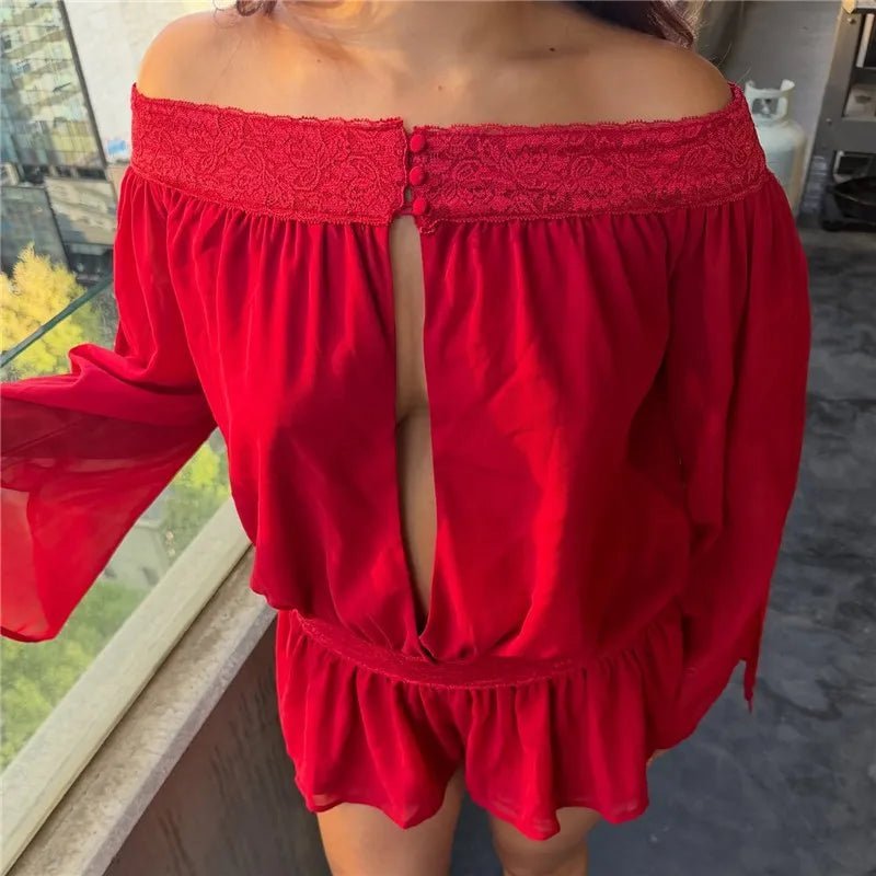 ZEYA - Maialen Off-Shoulder Chiffon Romper