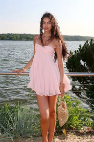 Abito Mini in Chiffon con Spalle Scoperte Maisie