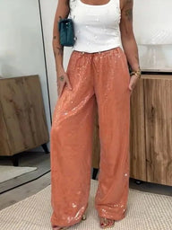 Pantaloni ampi con paillettes Julie