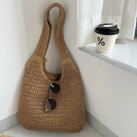 Marina borsa tote intrecciata in paglia