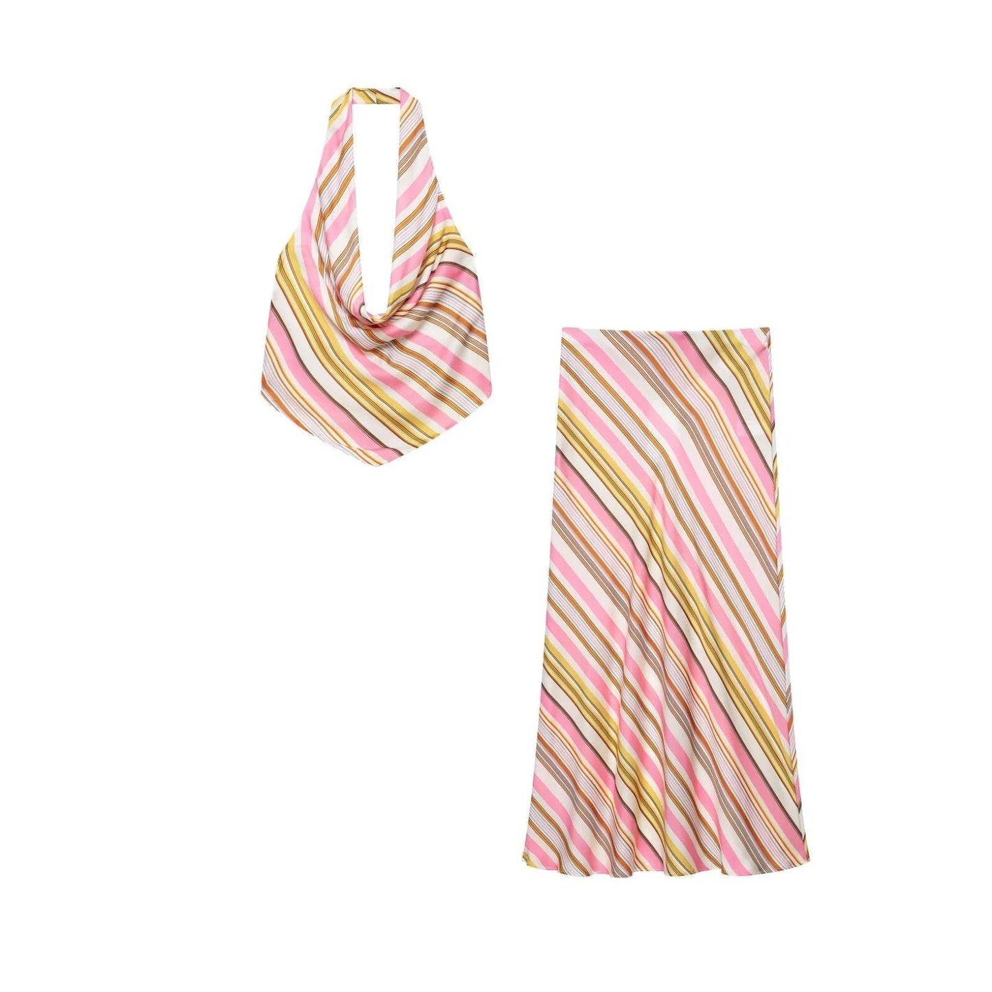 ZEYA - Marlowe Bohemian Striped Satin Two-Piece Set