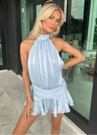 Vestitino corto Matilda a righe con scollatura halter