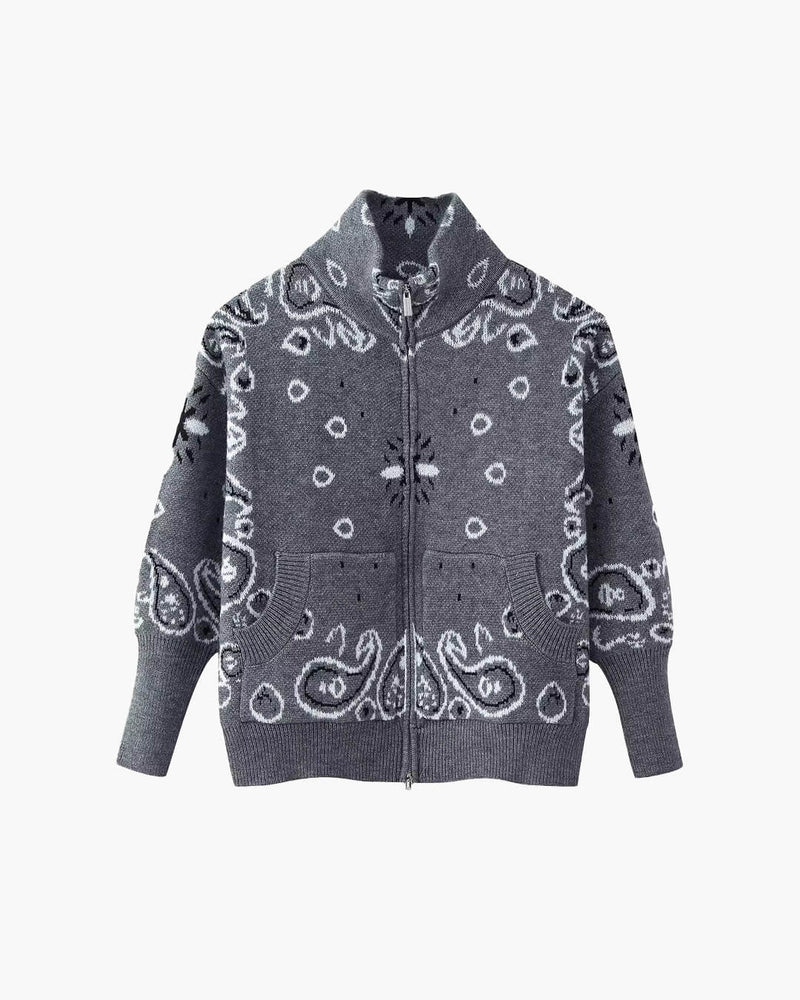ZEYA - Melanie Paisley Zip-Up Knit Jacket