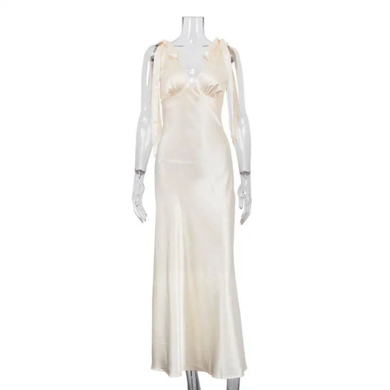ZEYA - Melanie Satin Tie Strap Maxi Dress