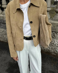 Giacca Blazer in Pelle Scamosciata Melissa