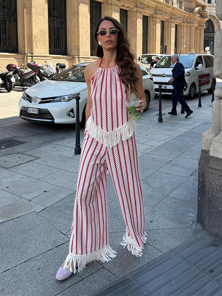 ZEYA - Mila Striped Fringe Two-Piece Set