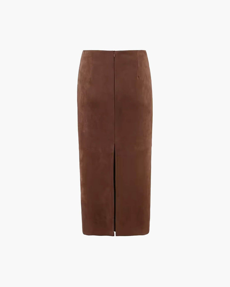 ZEYA - Mina High-Waist Faux Suede Midi Skirt