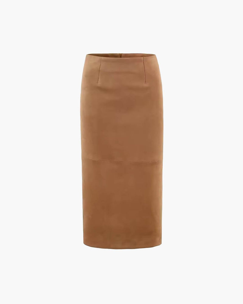 ZEYA - Mina High-Waist Faux Suede Midi Skirt