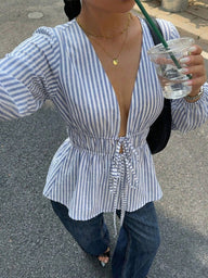 Blusa Mireille a righe con nodo frontale