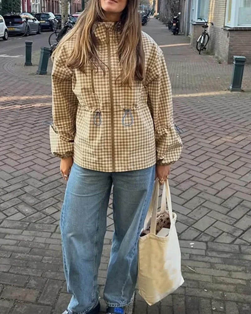 ZEYA - Miriam Plaid Hooded Trench Jacket