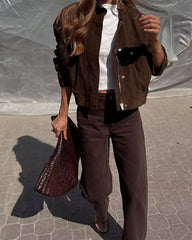 Giacca Bomber in Pelle Scamosciata Sintetica Nadine