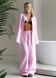 Set Lounge Nala in Cotone Camicia con Bottoni e Pantaloni Larghi