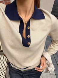 Polo in maglia a blocchi di colore Nina