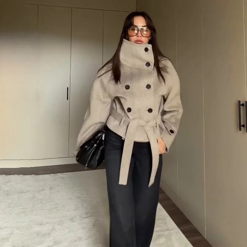 ZEYA - Olivia Belted Funnel Neck Coat