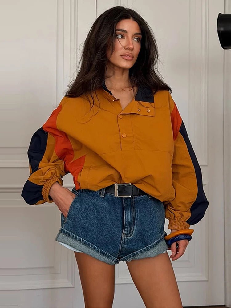 ZEYA - Olivia Oversized Colorblock Cropped Jacket