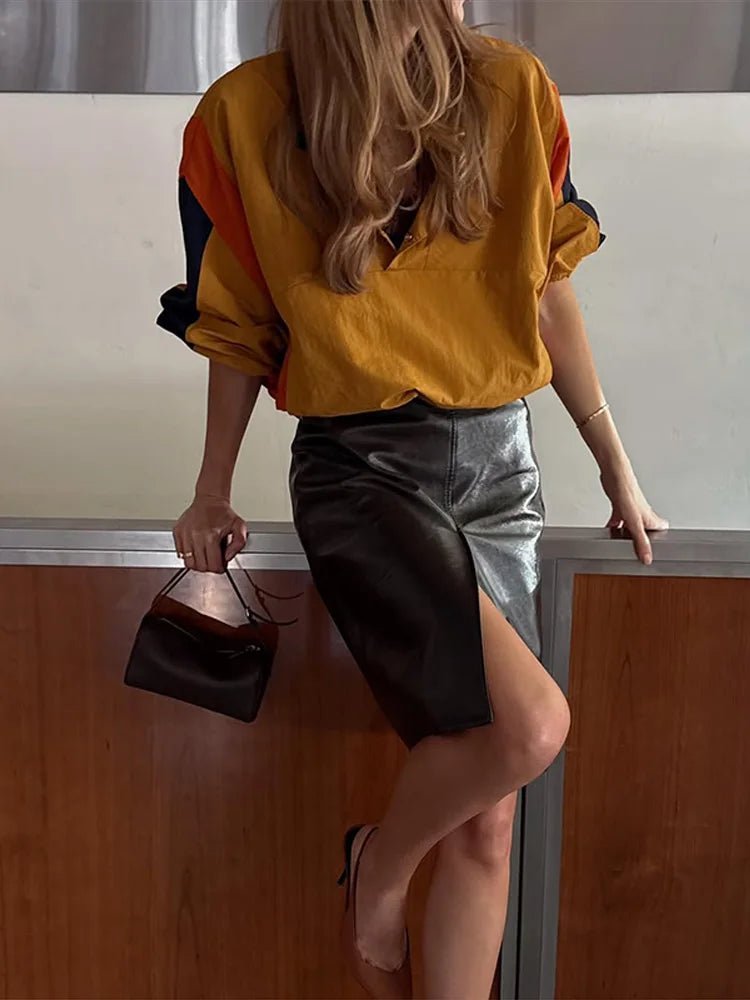 ZEYA - Olivia Oversized Colorblock Cropped Jacket