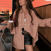 Camicia blusa oversize a quadri Olivia