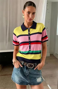 Polo in maglia Rachel a blocchi di colore