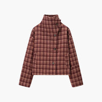 Cappotto Rachel a Quadri con Colletto Alto