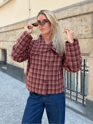 Cappotto Rachel a Quadri con Colletto Alto