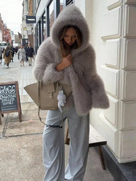 Rebecca Faux Fur Hooded Jacket