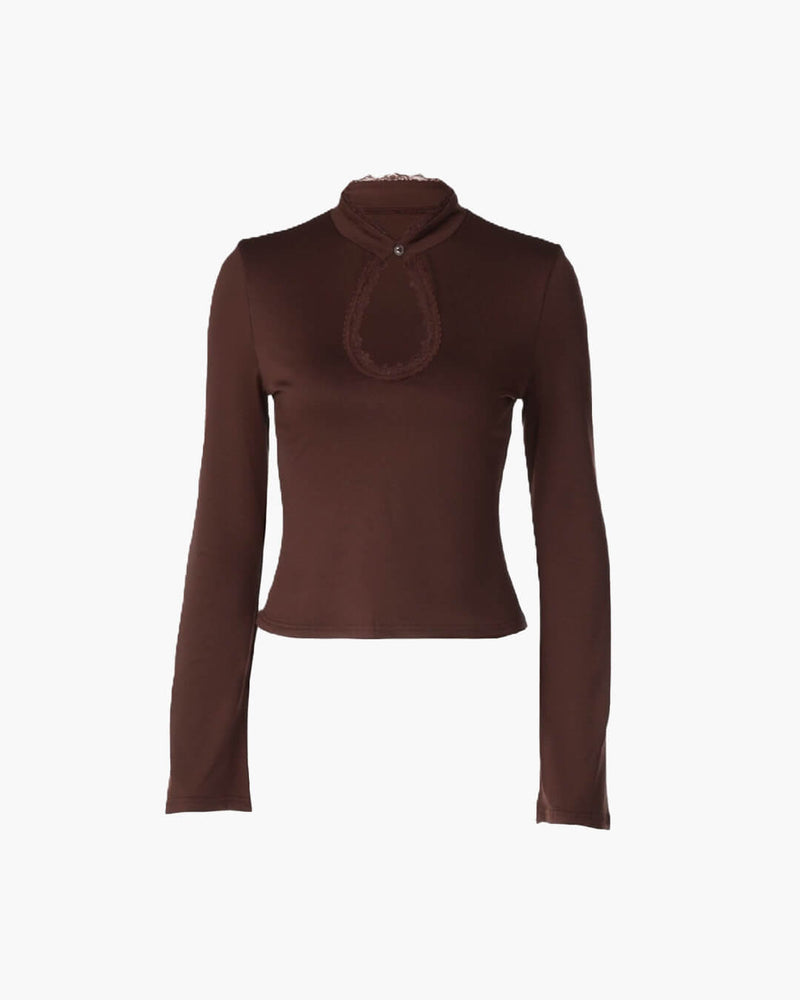 ZEYA - Rose High Neck Keyhole Blouse
