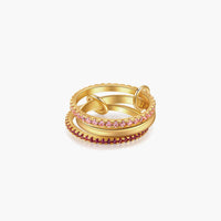 Anello Impilato con Strass Rosa Rosato