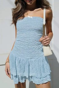 Abito mini Roxanne in maglia strutturata senza spalline