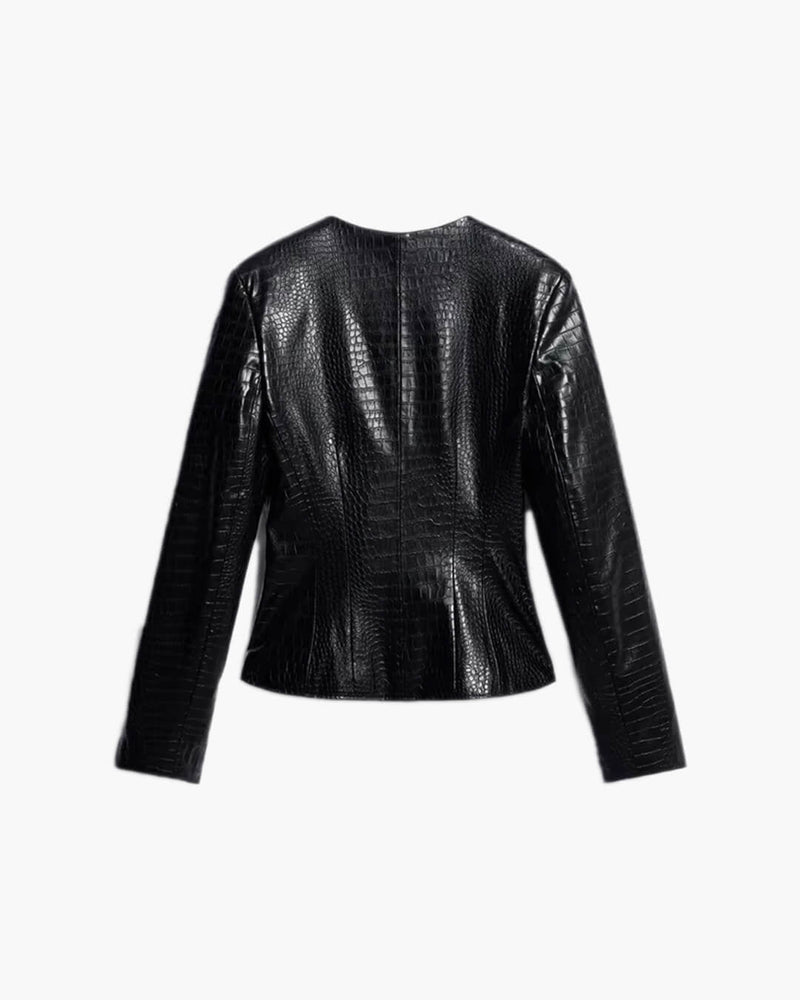 ZEYA - Ruth Croc Embossed Faux Leather Jacket