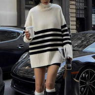 Maglione a Collo Alto a Righe Rylee Oversize