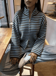 Cardigan a righe lavorato a maglia Sarah