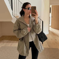 Giacca Sarah a Quadri Vintage con Vita Strutturata