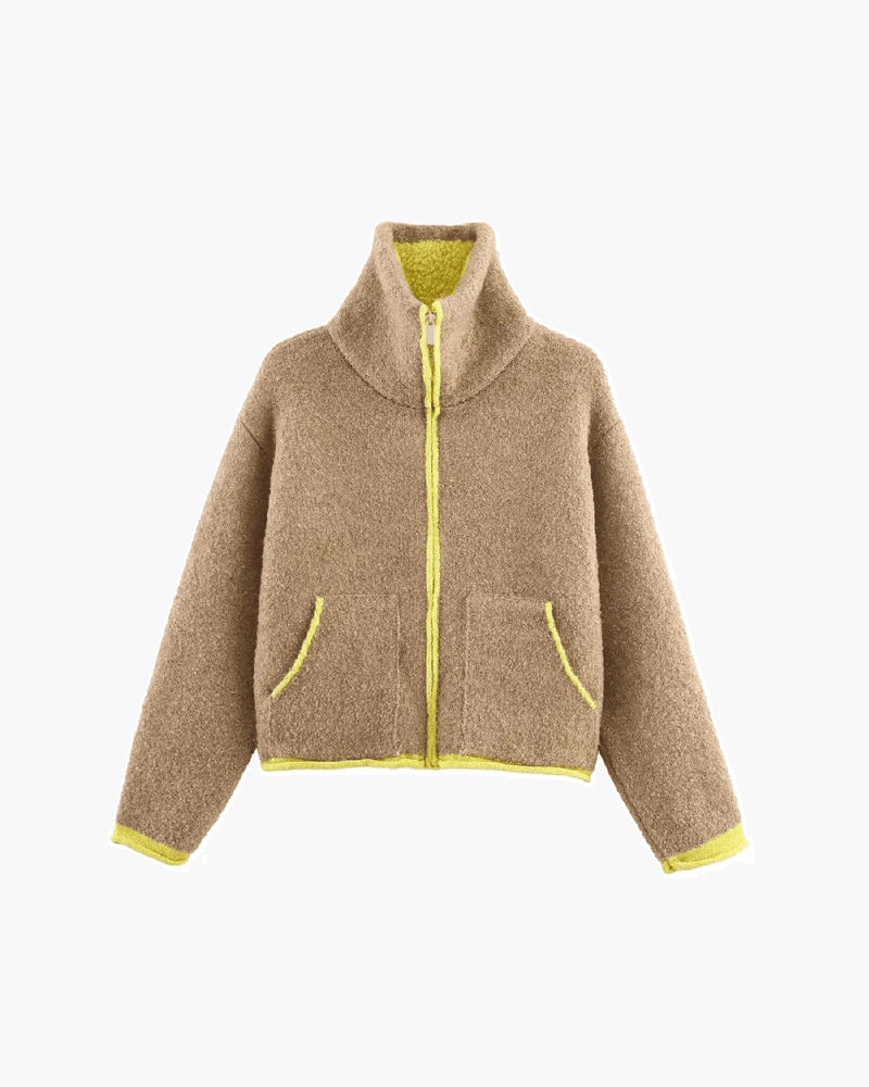 Amelia Cardigan in Maglia con Zip e Bordi a Contrasto