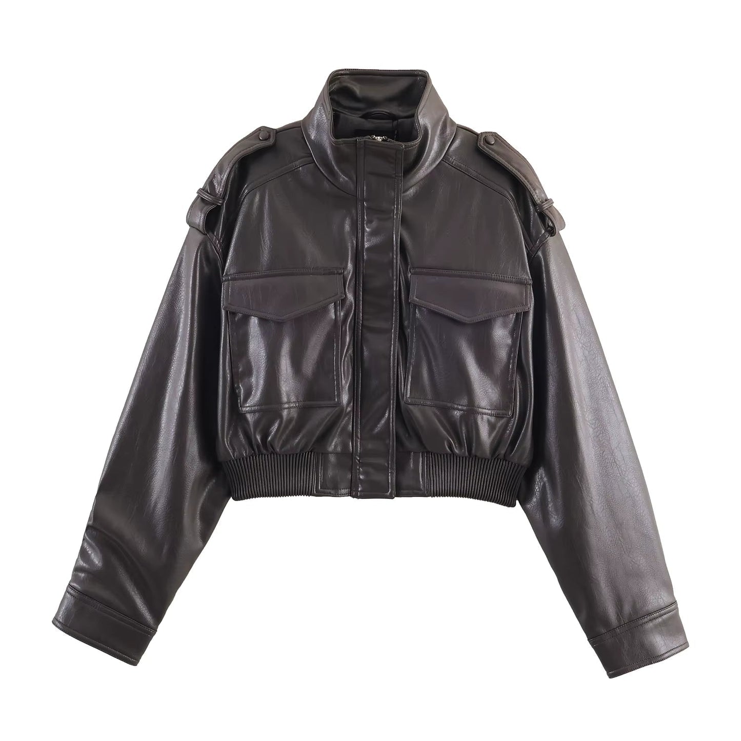 ZEYA - Sofia Faux Leather Bomber Jacket