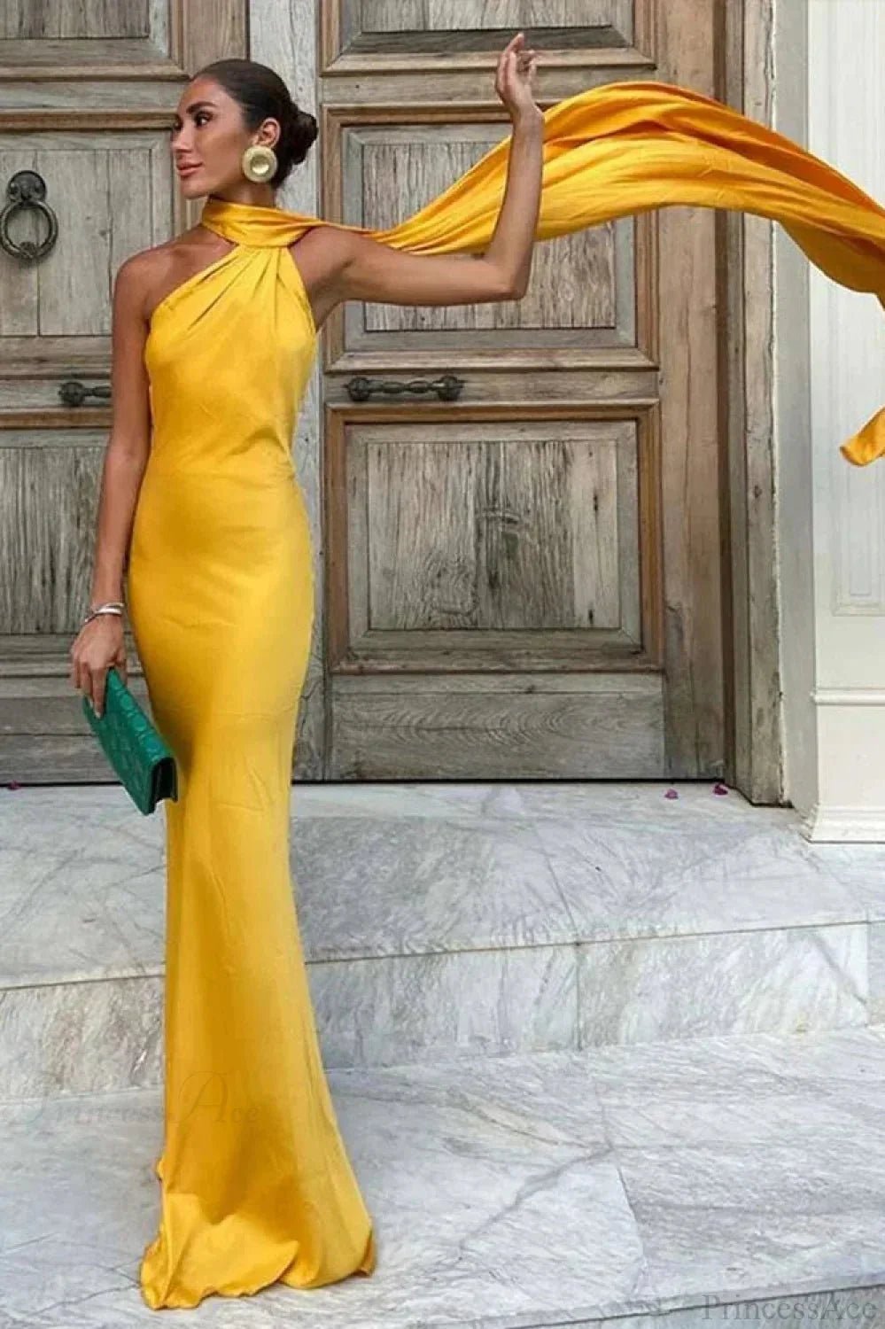 ZEYA - Sophia Elegant Satin Halter Dress