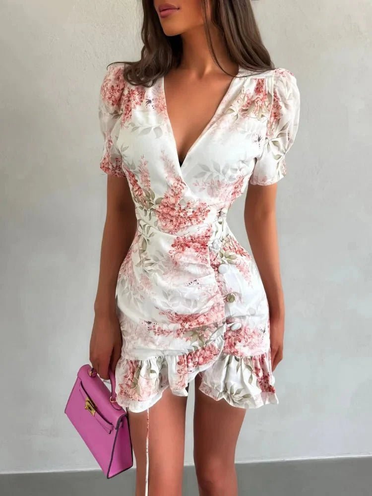 ZEYA - Sophia Floral V - Neck Mini Dress