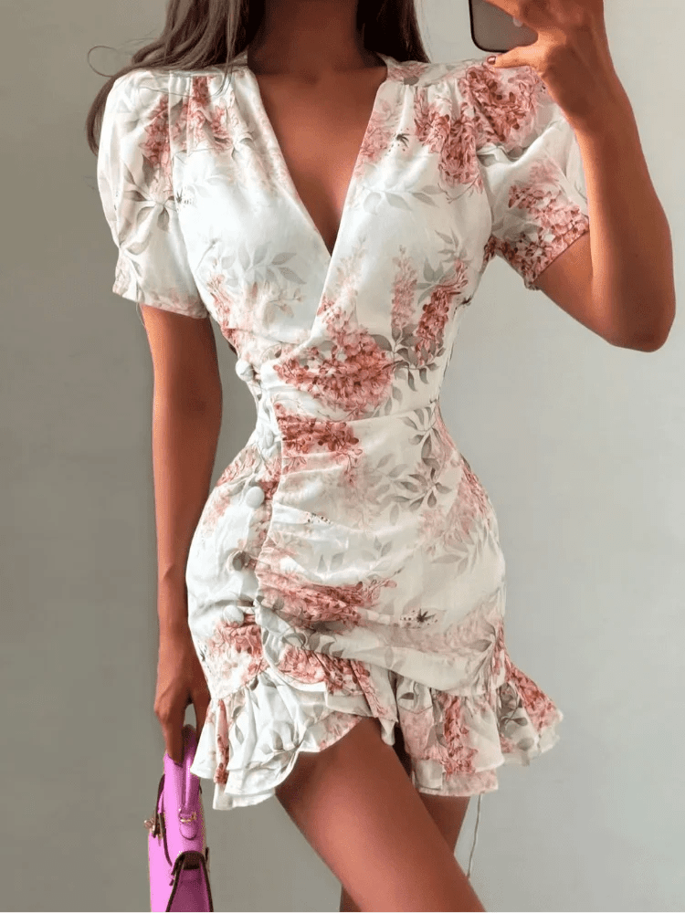 ZEYA - Sophia Floral V - Neck Mini Dress
