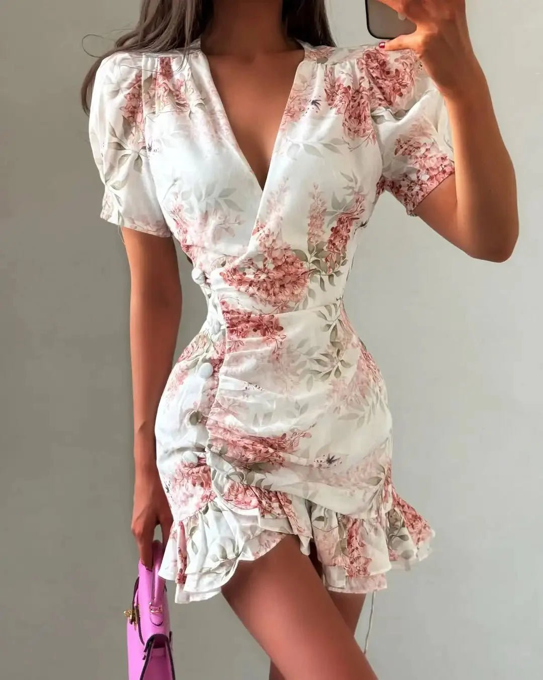 ZEYA - Sophia Floral V - Neck Mini Dress