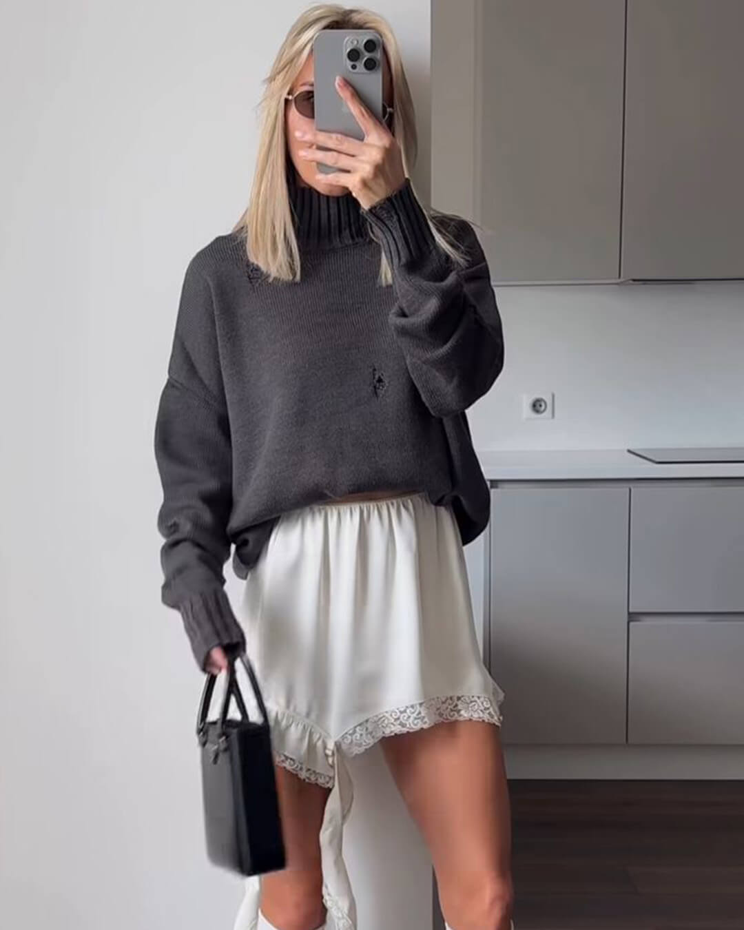 ZEYA - Suzy Satin Asymmetrical Midi Skirt